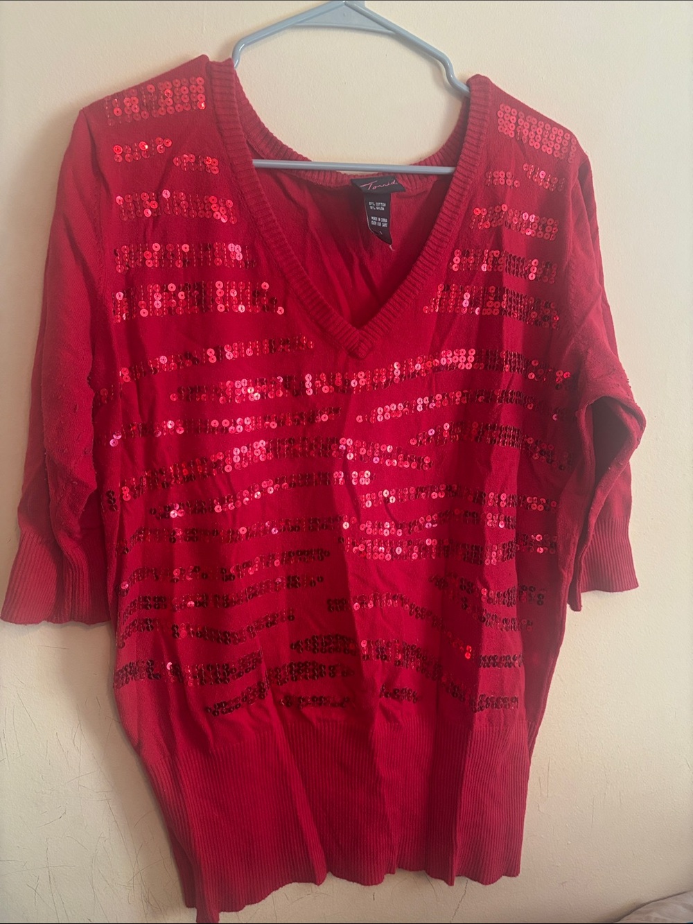 torrid Red Sequin V-Neck Sweater